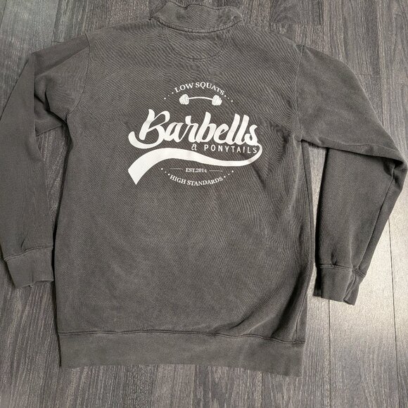 Barbells And Ponytails 1/4 Zip Pullover "Logo" Sweatshirt Sz M - Picture 1 of 2